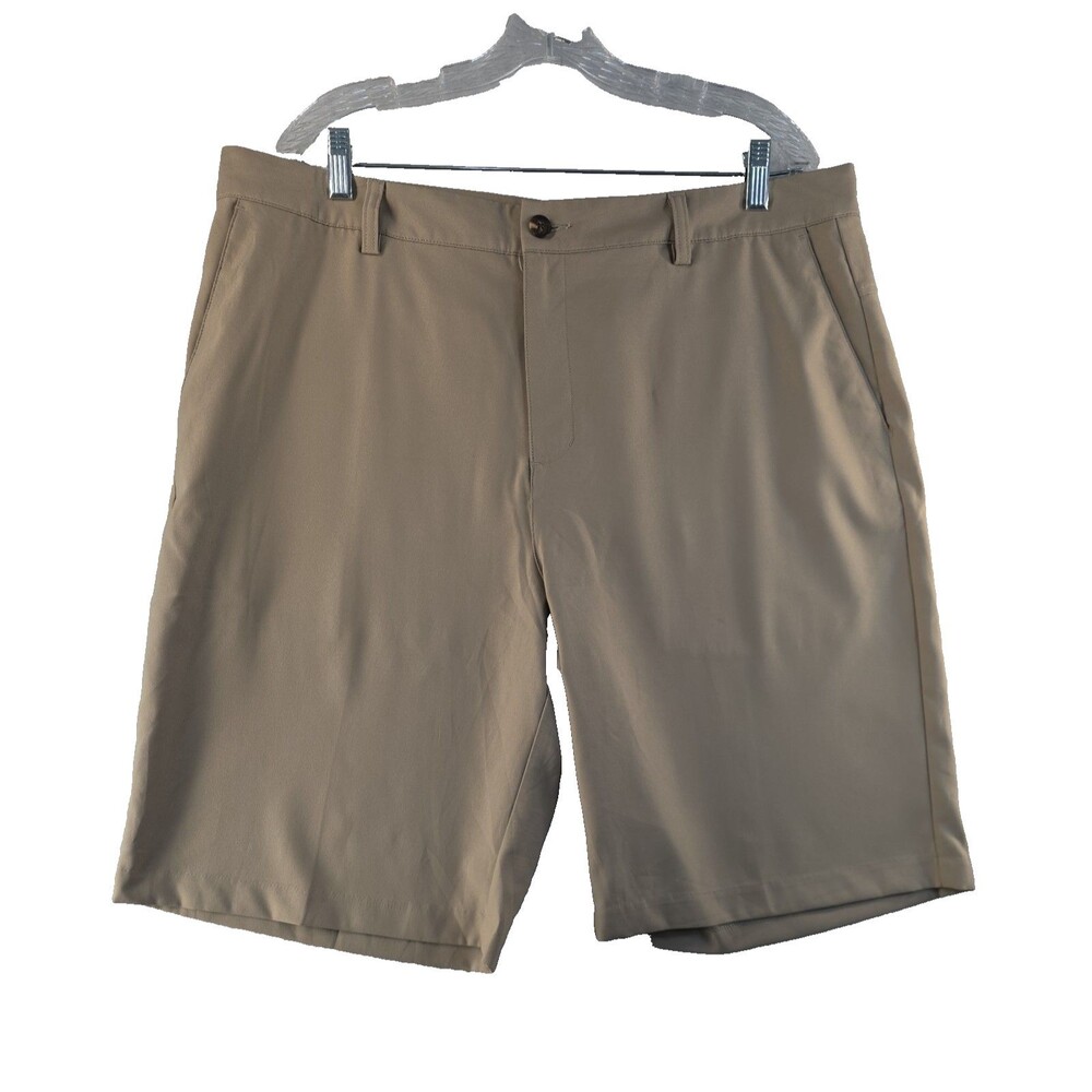 Adidas Climalite Performance Golf Shorts Mens 38 x 11 Tan Polyester Cotton Blend